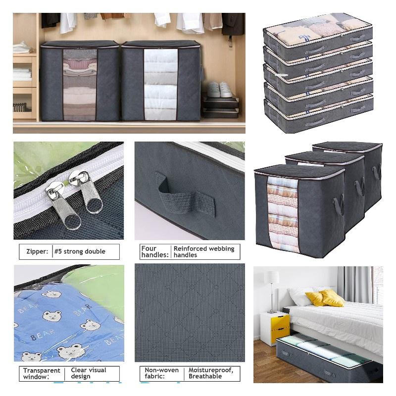 Transparent Bed Bottom Storage Box, Foldable Cotton Quilt Bag, Clothing Storage Bag, Household Wardrobe Clothes Storage Dustproof Sorting Bag