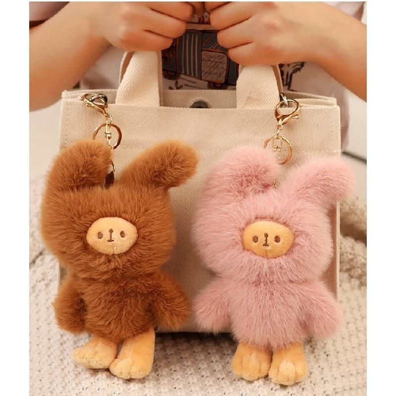Adorable Bunny Plush Keychain Soft Rabbit Couple Pendant For Students And Backpacks