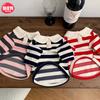 Striped POLO Shirt Puppy Clothes Spring and Autumn Thin Style Teddy Bichon Bear Schnauzer Pet Summer Cat Summer