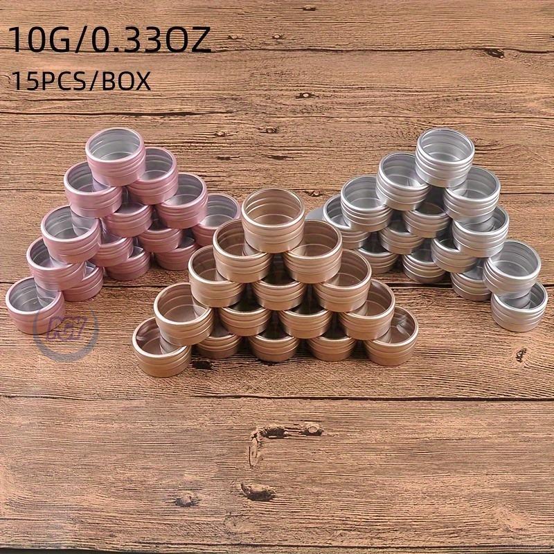 15pcs Metal Round Storage Cans with Transparent Window Screw Caps for DIY Crafts Travel Jewelry Spices Cosmetics Decor Organizer