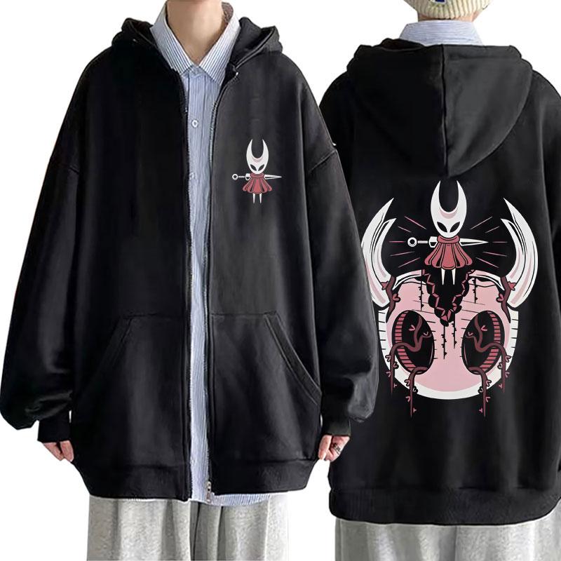 

Game Hollow Knight Graphic Print Zipper Hoodie Unisex Women Clothing Fashion Casual Oversized Zip Up Jacket Male Vintage Hoodies S чёрный