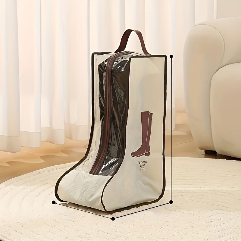 4pc Vintage Style Transparent Shoe Bag with Carry Handle for Flat Shoes, Ankle Boots, and High-Top Boots, Travel Shoe Organizer