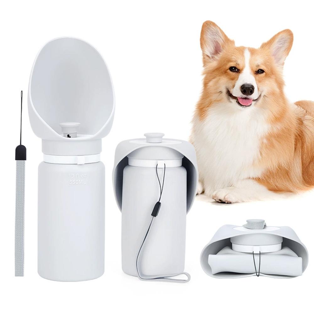 

550ml Portable Silicone Pet Water Bottle Outdoor Travel Foldable Leak Proof Dog and Cat Water Bottle Bowl Water Dispenser серый