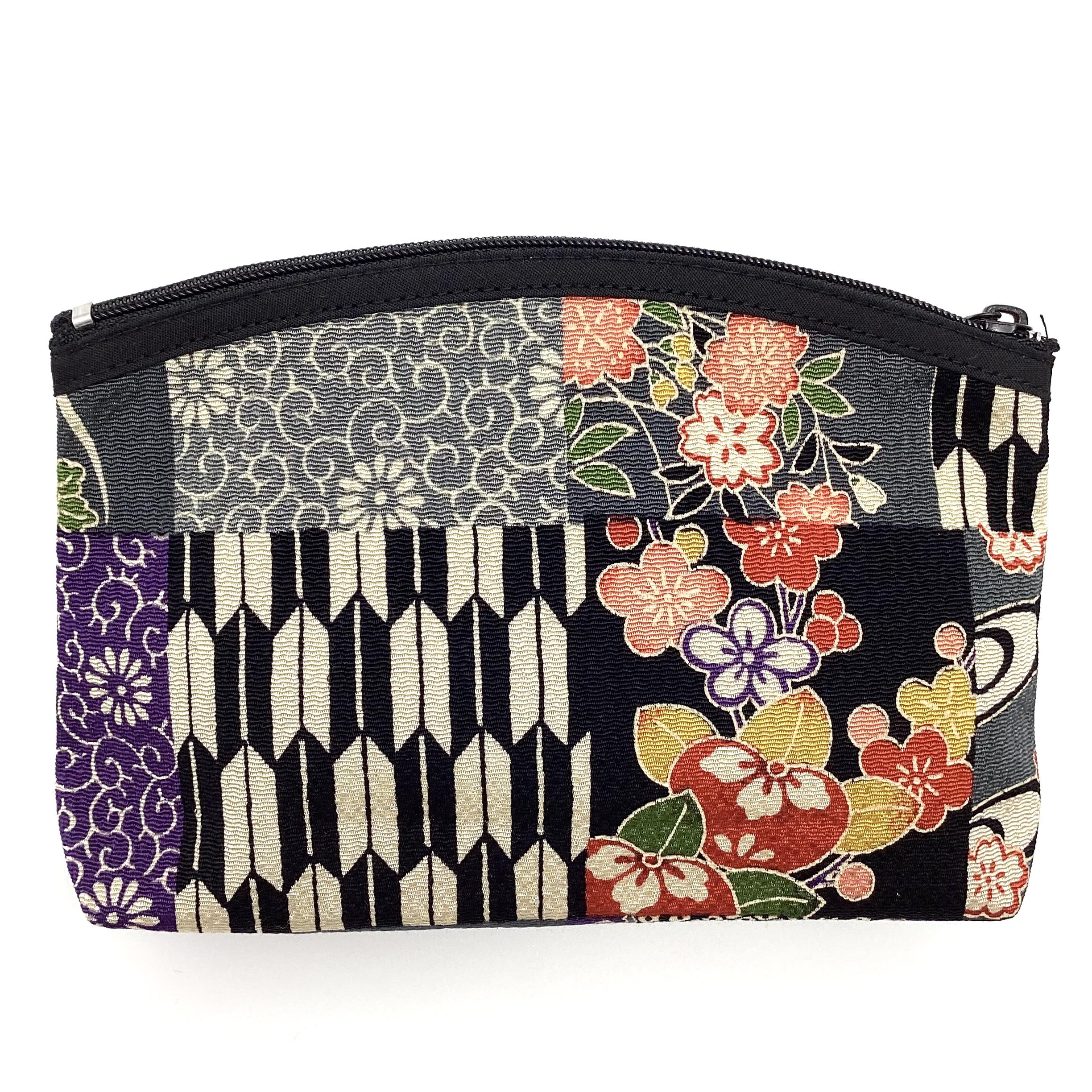 

Kyosuke Chirimen Made in Cosmetics x Small Item Japanese Chirimen Wa Komon no Uta of Japanese Black Pouch, Japan, & Makeup, Approx. 15.5cm 12cm,