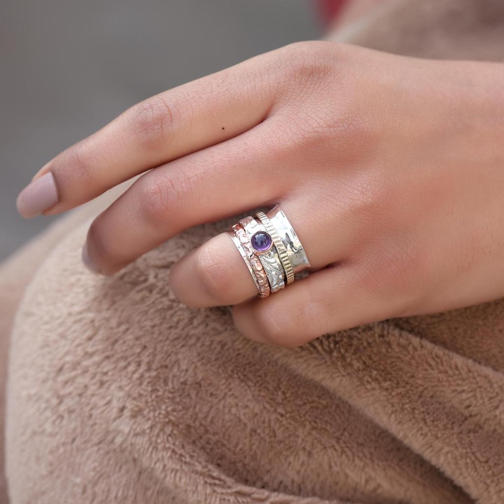 Silberschmuck, Spinner Ring, Geburtsstein Schmuck, Angst Ring, Geschenk Für Ihn