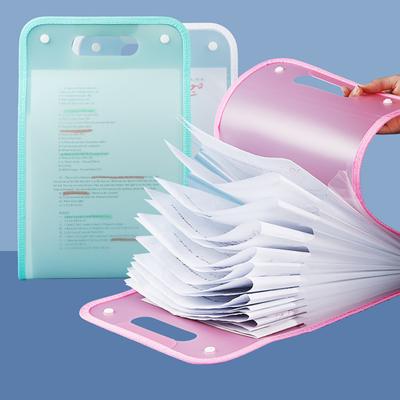 A4 Expanding File Folder with 13 Pockets Handheld Accordion Organizer Clear Cover Portable Document Holder for Students Office Use