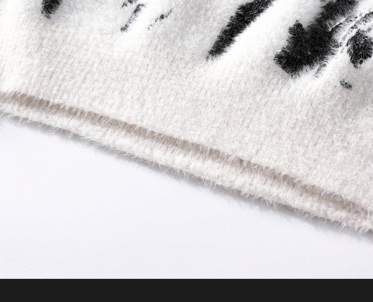 Men's Graffiti Print Semi-High Neck Thick Sweater Knitwear