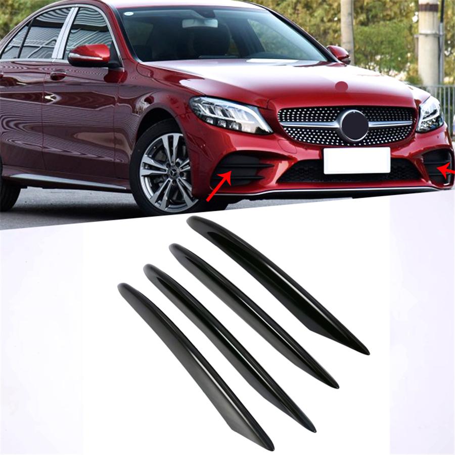 Front Fog Light Decorative Cover Trim For 2015-2018 Mercedes-Benz C Class Glossy