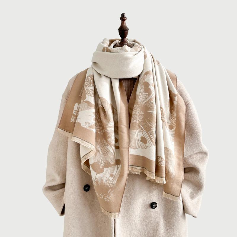 Double-sided petal jacquard imitation cashmere scarf women's leisure atmosphere new high-quality scarf shawl soft and thick