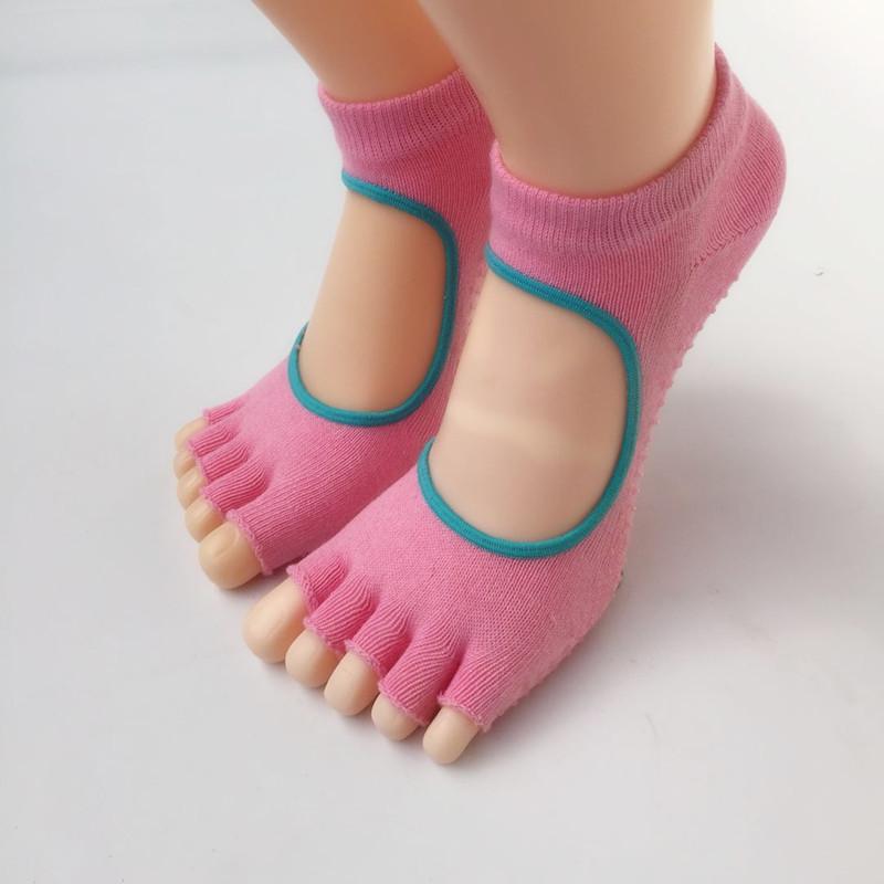 Women's Non-Slip Half-Toe Yoga Socks, Open Heel, Five-Finger, Breathable Fitness Socks for Spring/Summer Pilates