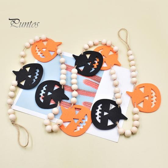 

Хэллоуин деревянная подвеска из бисера на нитке DIY Декор тыквы Хэллоуин настенная гирлянда в дверном проеме Праздничные украшения для дома Предметы первой необходимости для отдыха A