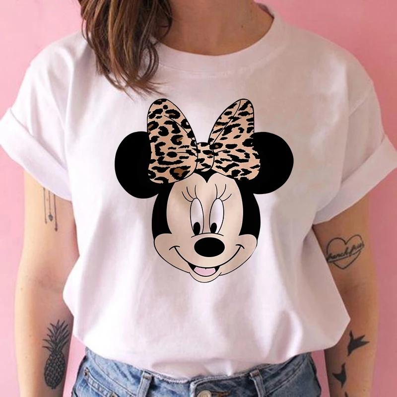 Disney Funny Mickey Tshirt Minnie Mouse Cartoon T-shirt Printing Women Tshirt Female Clothes Kawaii Summer Girls Clothing