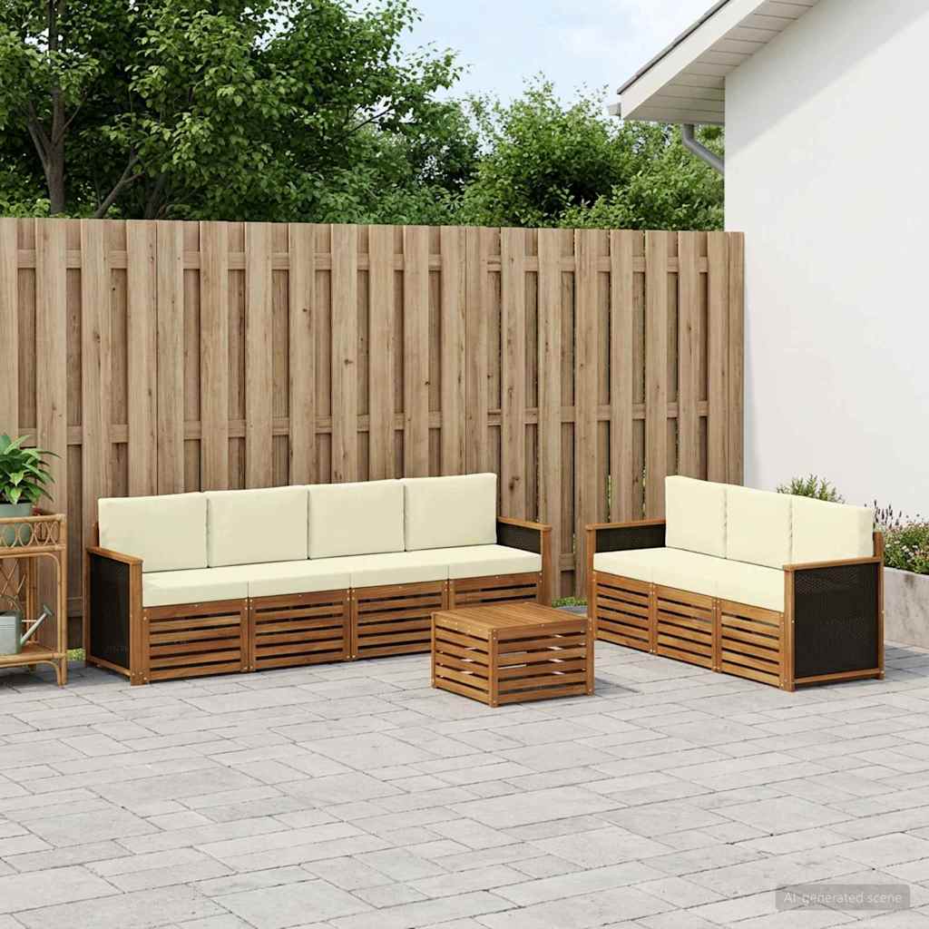 Outdoor Sofa Set with Cushions 8 Pcs Solid Acacia Wood