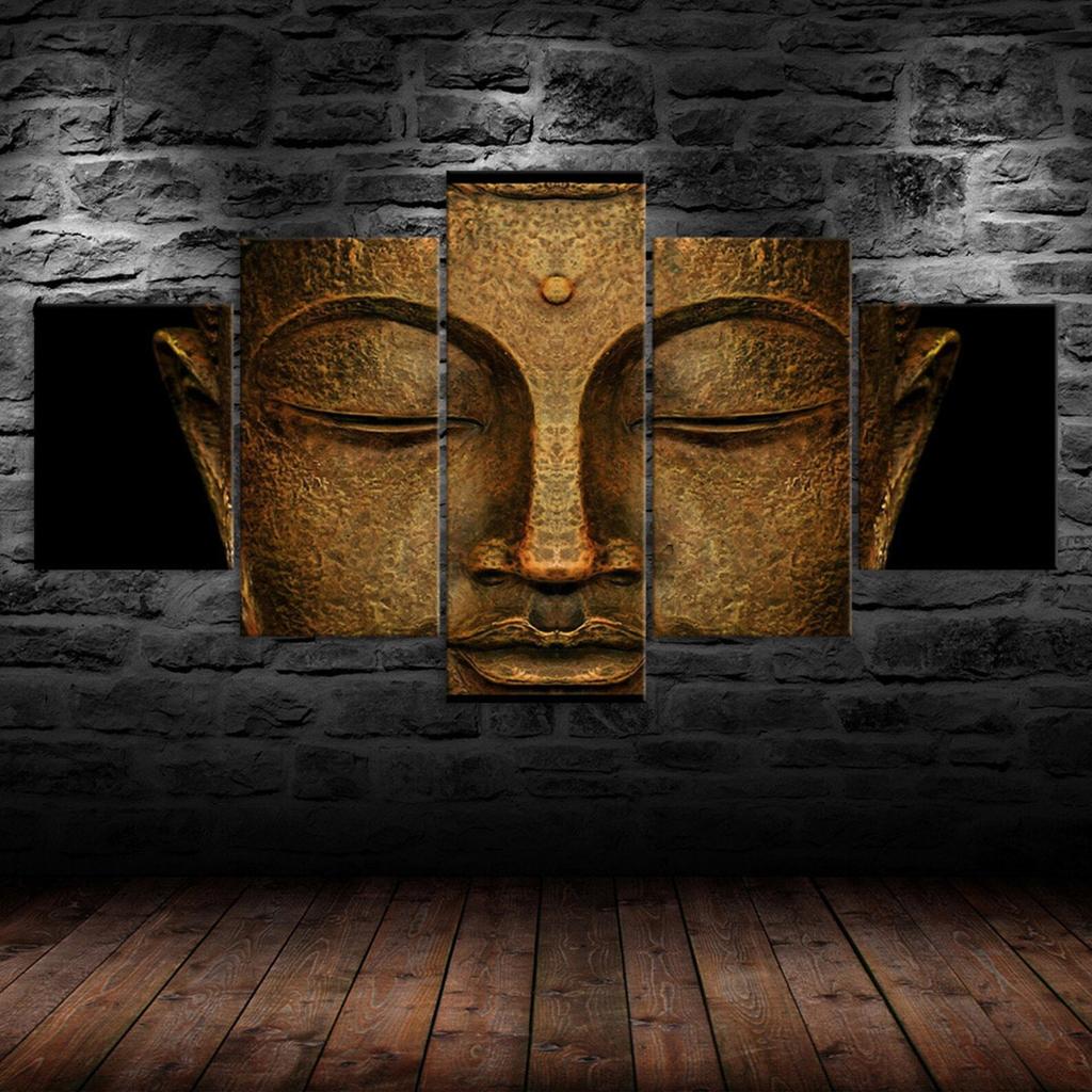 Buddha Meditation State 5 Piece Five Panel Wall Canvas Print Modern Art Poster Picture Home Decor Gift For Him For Her