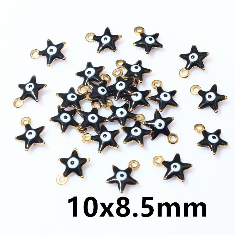 20pcs 10x8.5mm Enamel Evil Eyes Star Charms Pendant Stainless Steel DIY Jewelry Making Accessories Findings Bracelet Earrings