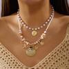 Boho Dolphin Imitation Pearl Starfish Layered Necklace Set for Women Mermaidcore Shell Beaded Chain Summer Party Jewelry Gift