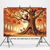 2D Plane, 1 Autumn Party Banner Background, Autumn Squirrels and Oak Trees, Pumpkins, Hay Bales, Maple Leaveszyc