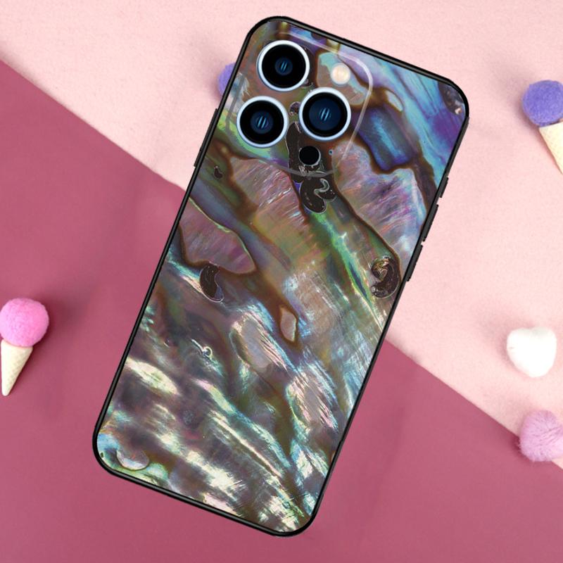 Abalone Sea Shell Texture Case For iPhone 16e 16 15 Pro Max 11 12 13 Mini 14 15 Pro Max 15 Plus XR Phone Back Cover