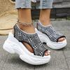 Dames Wedge Sandalen Elastisch Stof Canvas Ademend Sandalias Mode Casual Sportsandalen voor Dames Platform Sandalen