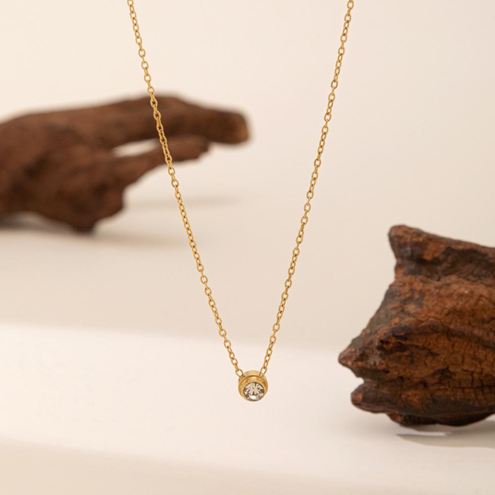 Punk Fashion Tiny CZ Circle Round Pendant For Women Gold Color Stainless Steel Choker Chain Necklace Female Jewelry Gift 2025