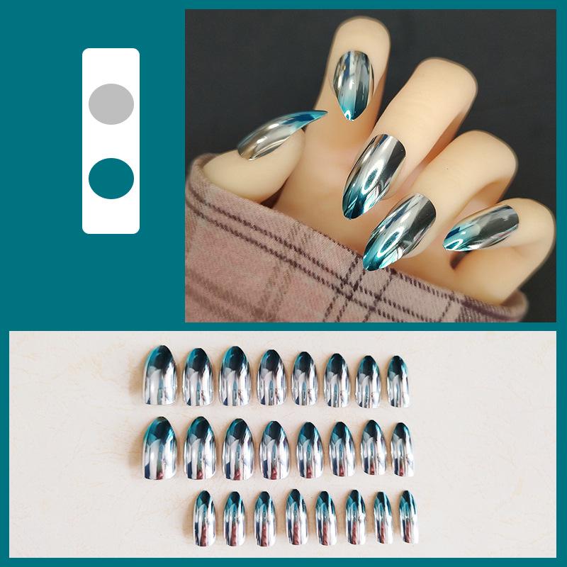 Duetové iridescentní lesklé odnímatelné laserové zrcadlové tipy umělých nehtů