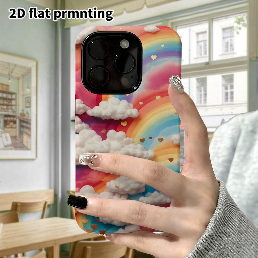 Phone Case: 2D Flat, Suitable for iPhone 18, 17, 16, 15, 14, 13, 12Pro Protective Case, Gradient Rainbow, Perfect Christmas and Halloween Holiday Gift
