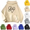 Casual Loose Fit Pullover Hoodie with Heart Letter Print Kangaroo Pocket Long Sleeve Soft Material Unisex Sweatshirt