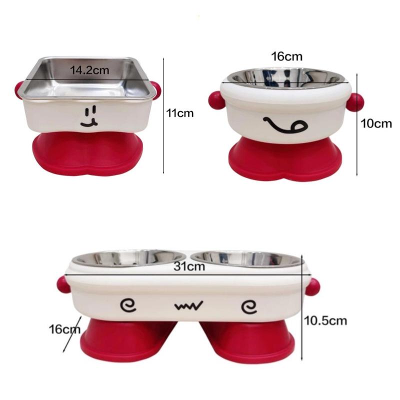Haustier Hoher Fußnapf Nackenschutz Katze Hund Futter- und Wassernapf Hochbeinig Anti-Rutsch und Anti-Edelstahl Haustiernapf