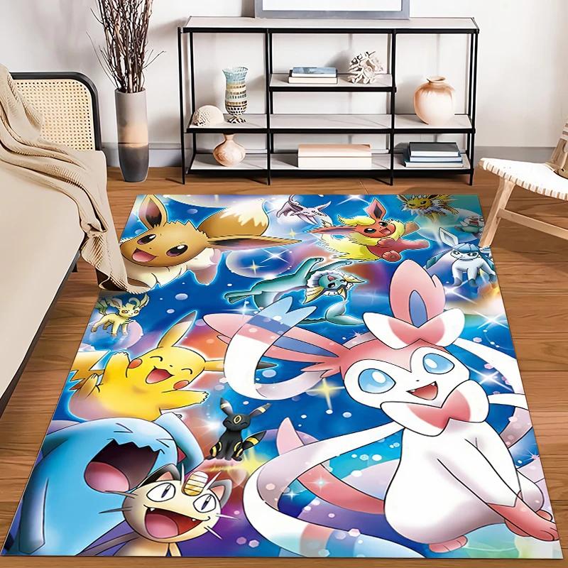 P0kem0n Klasické postavy Pikachu Eevee Potisk Velký koberec Ložnice Obývací pokoj Dětský pokoj Pohovka Rohožka Dětská podlahová dekorace Podložky