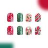 Lines False Nails Short Square Full Cover Stick On Nails Christmas Press On Nails Manicures Supplies