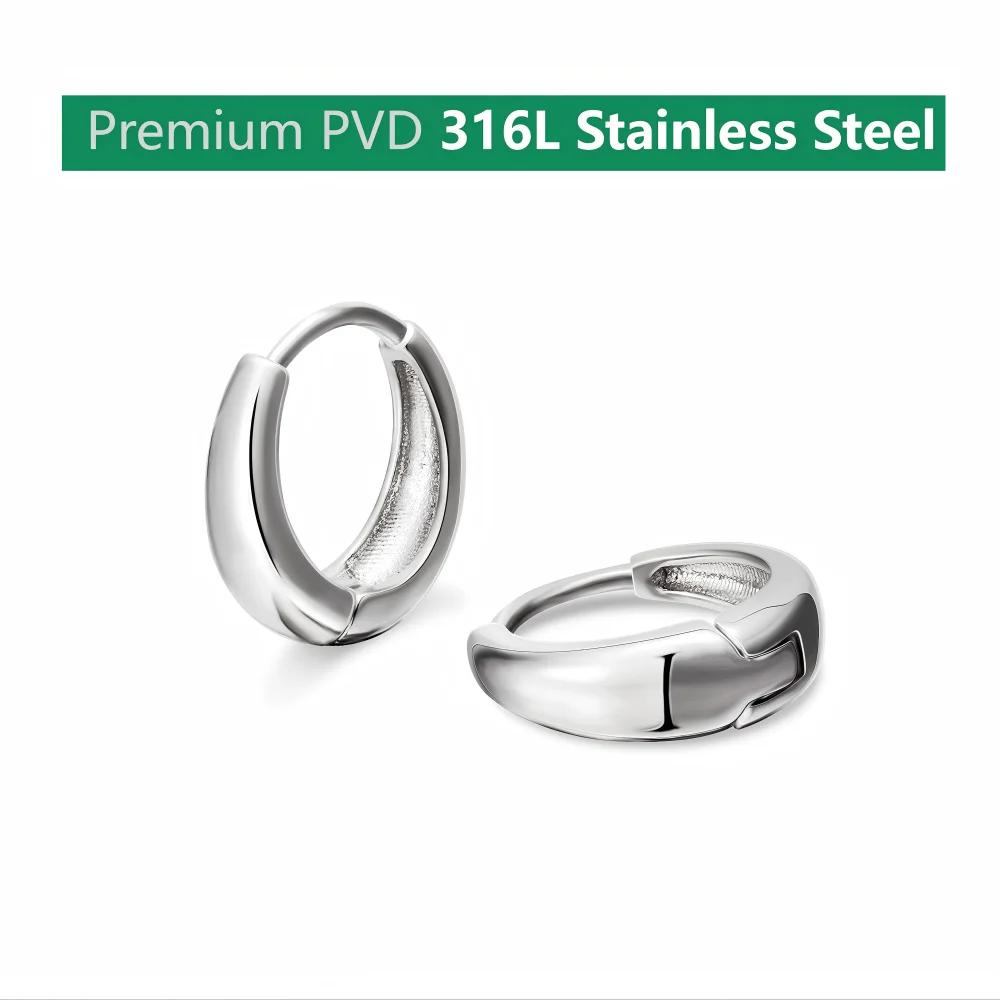 Stainless Steel 1 Pair Minimalist Huggie Hoop Earrings For Women Gold Color Tiny Round Circle 6/10/12mm Punk Unisex Rock Earring