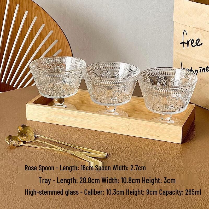 Retro Embossed Sunflower Glass Bowl