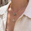 Stainless Steel Luxury Colored Shell Zircon Butterfly Pendant Exquisite Necklace For Women New Fashion Neck Chain Jewelry Gift