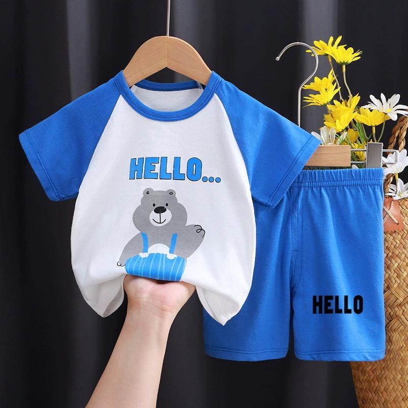 Children's Cotton T-shirt Set - Summer Boys' Casual Short-sleeved Shorts 2-piece Set