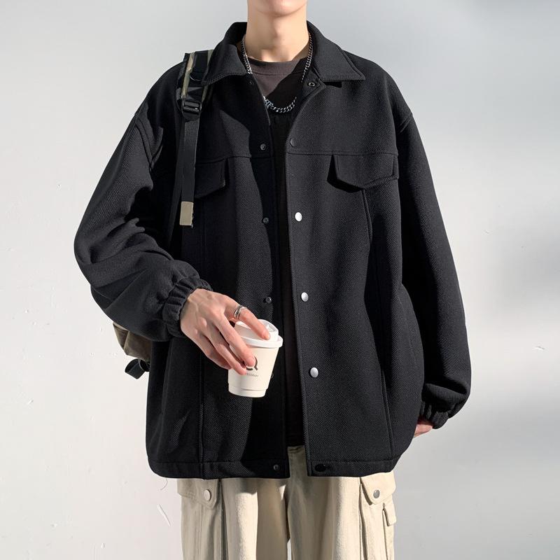 Spring and Autumn New Men's Korean Solid Color Light Plate Lapel Jacket Trendy Couple Versatile Stylish Jacket