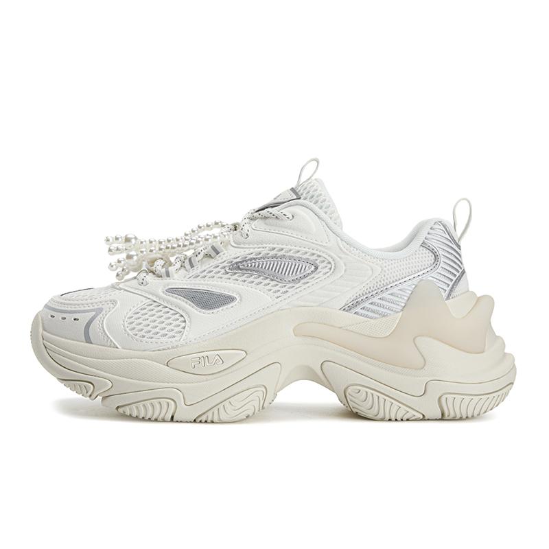 Sneakers FILA SOFIA Fishbone Shoes Lightweight Height Increasing Low top Chunky Sneakers Women's White Gray