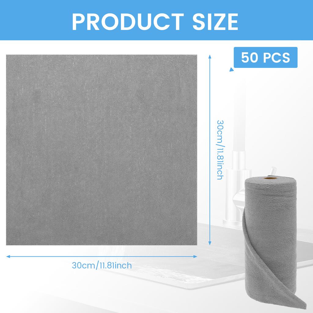 50Pcs/Roll Reusable Cleaning Wipe Absorbent Microfiber Towel Non-stick Oil Dish Rags Napkins Tableware Home Cleaning Towels