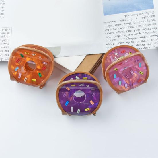 Hair Claw Cartoon Donut Shape Back Head Hair Clip Anti-slip Teeth Strong Grip Shark Hair Clip Versatile Hair Accessory