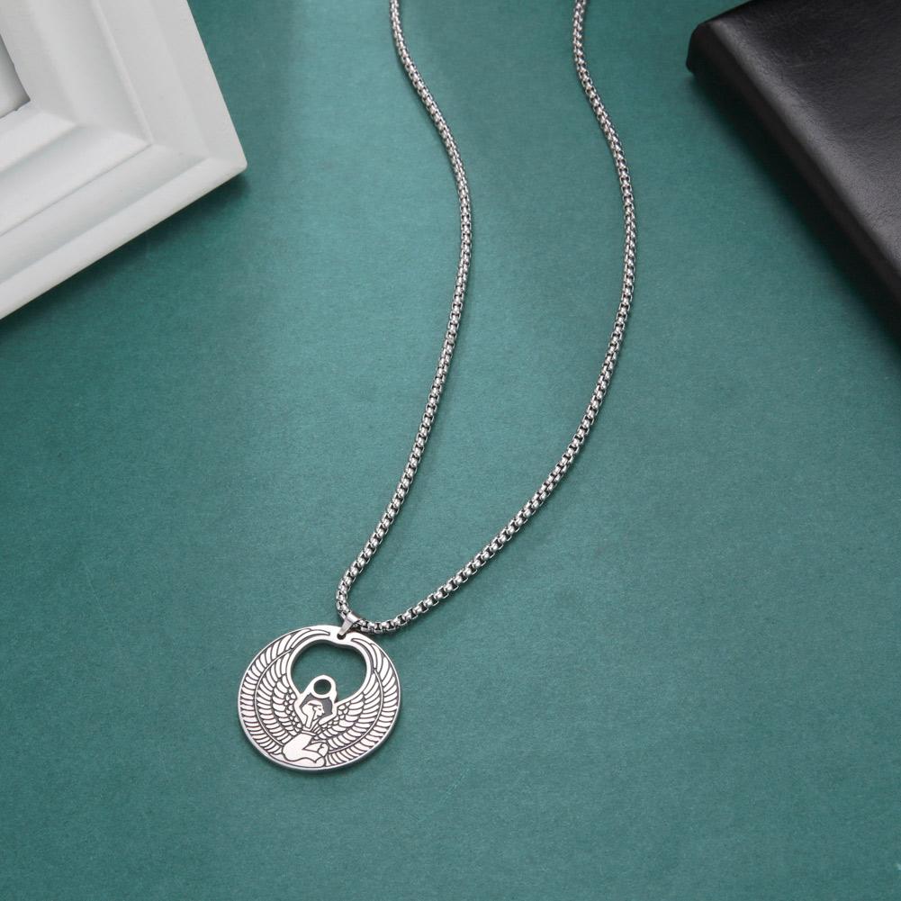 Dawapara Egyptian Mother Goddess Isis Amulet Pendants Hollow Vintage Talisman Necklace Stainless Steel Jewelry