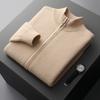 Autumn Winter Men Zipper Cardigan Mock Neck Thick Cashmere Sweater Merino Woolen Knitwear Smart Casual Sweater Coat