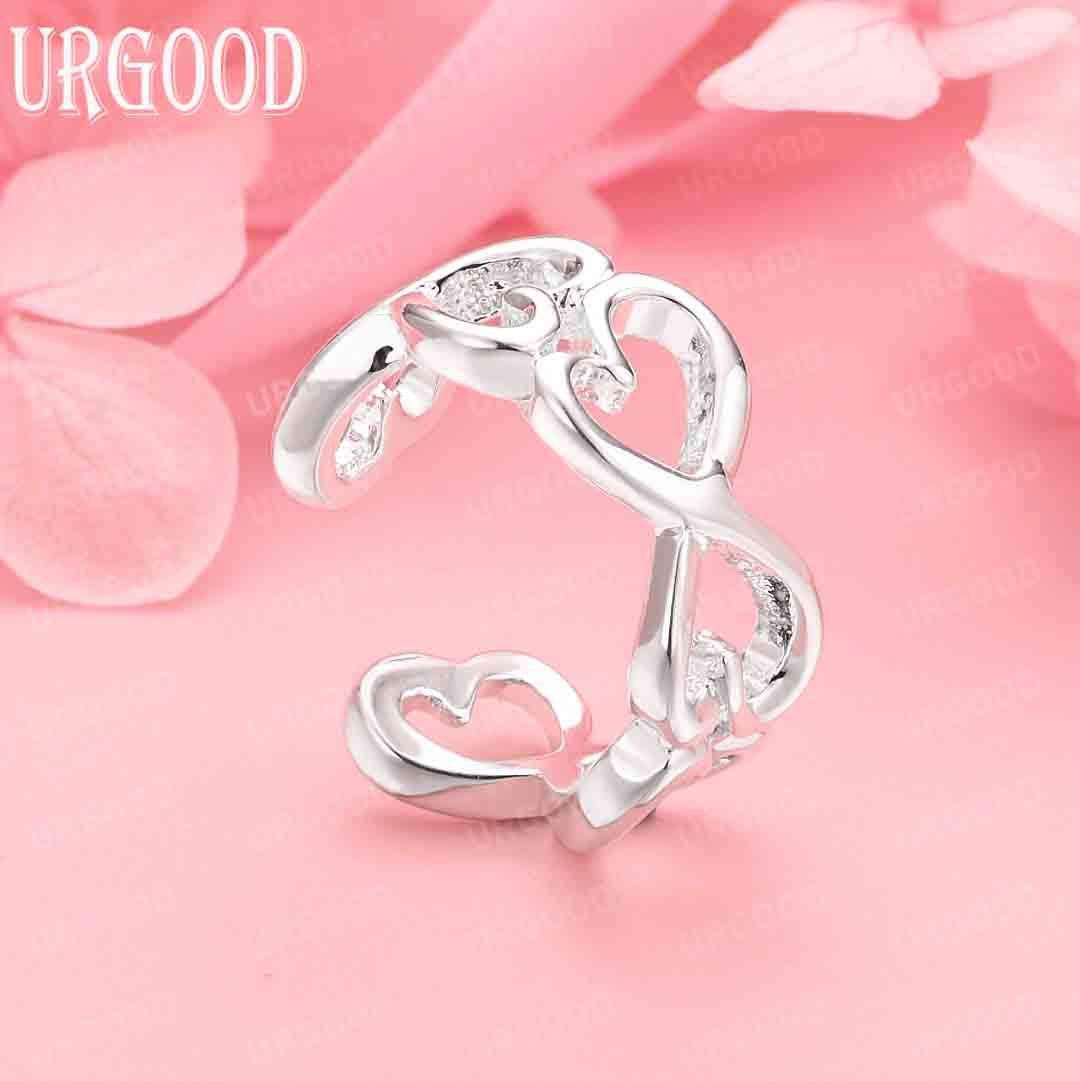 

925 Sterling Silver Jewelry Heart Fashion Ring 5#-10#