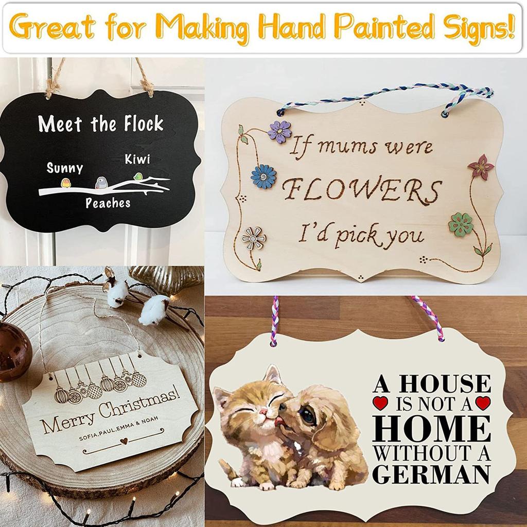 12 Pcs Unfinished Hanging Wood Plaques for Painting Wood Burning Home Decor