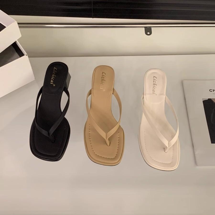 French versatile flip-flop shoes women's shoes fashion wear 2025 new summer high heel sandals