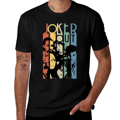 Joker Out Retro Stripes T-Shirt T Shirt Custom Print Anime T Shirts Oversize T-Shirt