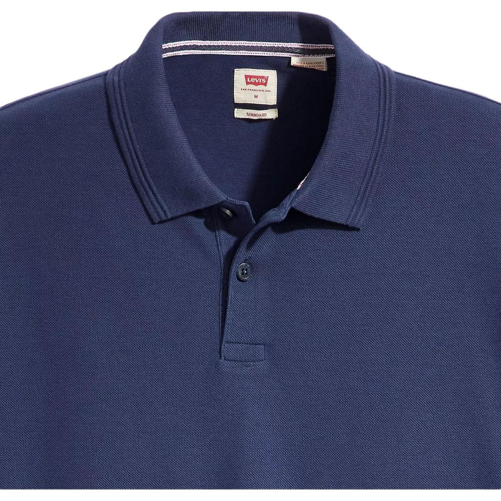 Levis Casual Comfortable Solid Color Short Sleeve Polo Shirt Men Tops Blue A7249-0001