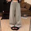 High Waist Casual Pants Women Drawstring Wide Leg Pants Breathable Straight Leg Pants  Gym