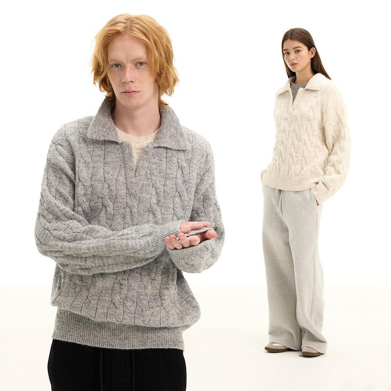 Loose cashmere comfortable soft waxy fake two-piece knitted sweater casual men's and women's autumn and winter