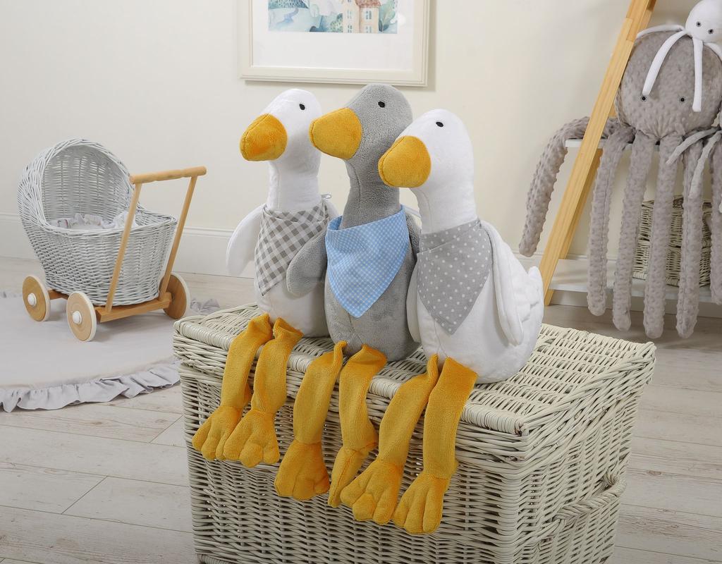 Decorative plush goose with scarf - white
