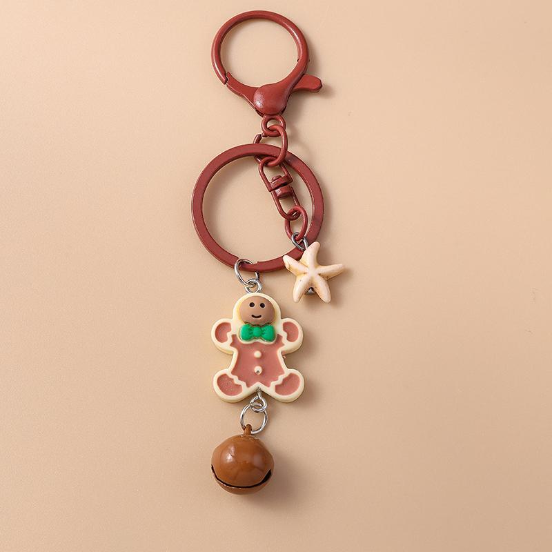 Cute Christmas Santa Clause Keychain Gingerbread Man Key Ring Pendant for Women Girls Handbag Decor DIY X'MAS Jewelry  Gifts