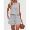 Women's Fashionable Sleeveless Top Solid Color High Waist Shorts Casual Two-piece Set for Women